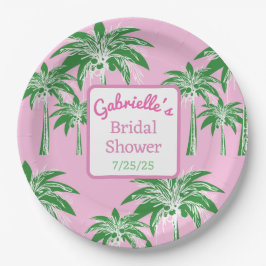 Pink & Green Font Palm Tree Bridal Shower Custom