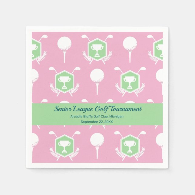 Pink & Green - Golf Party Tableware Pappersservett (Framsidan)