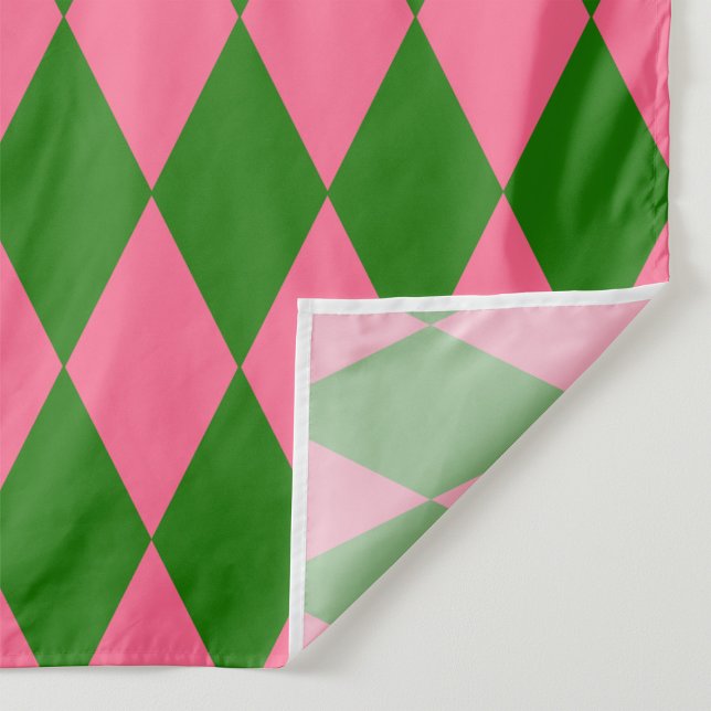 Pink Green Harlequin Checkered Design  Tyg (Skapare uppladdad)
