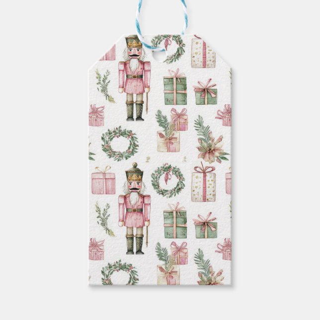 PINK & GREEN HOLIDAY NUTCRACKER FIGURES PRESENTETIKETT (Framsidan)