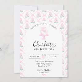 Pink & Green Hydrangea Trellis with Bows Inbjudningar