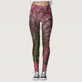 Pink Green Lt Fractal Art Leggings