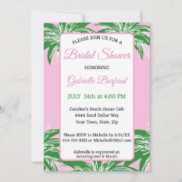 Pink & Green Palm Bridal Shower Invitation | Palm  Inbjudningar