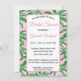 Pink & Green Palm Bridal Shower Invitation | Palm  Inbjudningar
