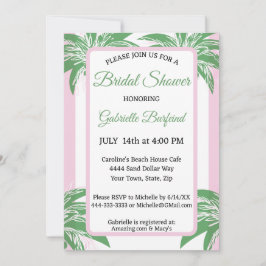 Pink & Green Palm Bridal Shower Tropical  Inbjudningar