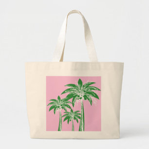 Pink Green Palm Tree Preppy Coastal Beach Sommar Jumbo Tygkasse