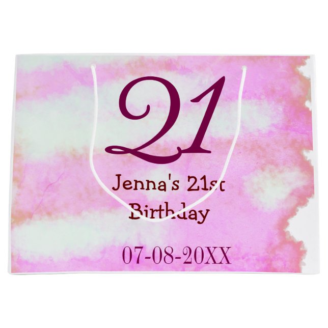 Pink green pastel 21st birthday simple name date g (Framsidan)