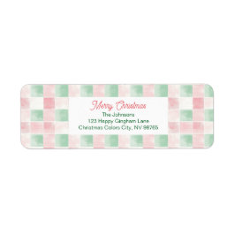 Pink Green Retro Pattern Christmas Returadress Etikett