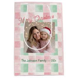 Pink Green Retro Photo Christmas