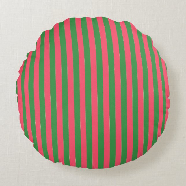 Pink Green Stripes,Lovely,Modern, Simple, Trendy Rund Kudde (Framsidan)