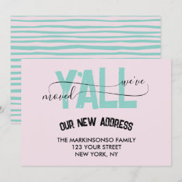 Pink Green We Moved Y'all Moving Announcement Inbjudningar