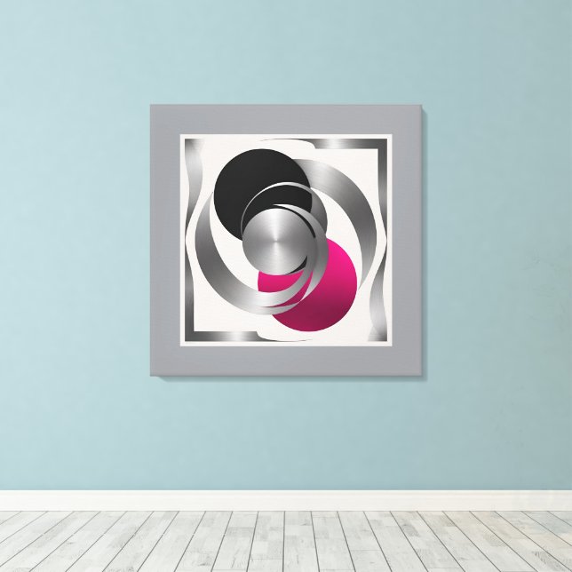Pink Grey Black Circle Abstract  Canvastryck (Insitu (trägolv))