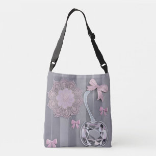 Pink & Grey bröllopsgåva Crystal Grey AI konst Axelväska