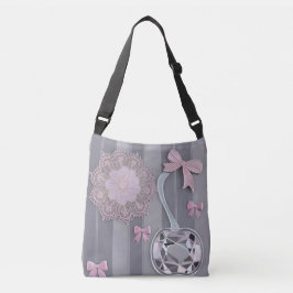 Pink & Grey bröllopsgåva Crystal Grey AI konst Axelväska
