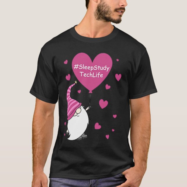 Pink Grome Heart Sleep Study Tech Life Balloon Val T Shirt (Framsida)