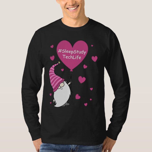 Pink Grome Heart Sleep Study Tech Life Balloon Val T Shirt (Framsida)