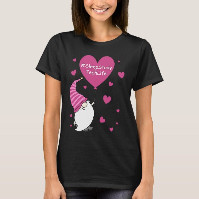 Pink Grome Heart Sleep Study Tech Life Balloon Val T Shirt (Framsida)