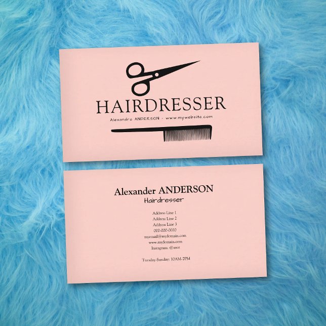Pink Hairdresser Visitkort (Pink Hairdresser Business Card)