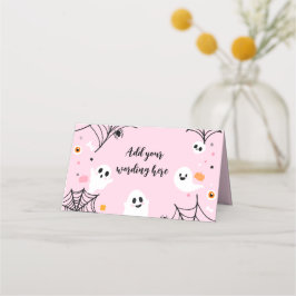 Pink Halloween Ghost Food Tents Placeringskort