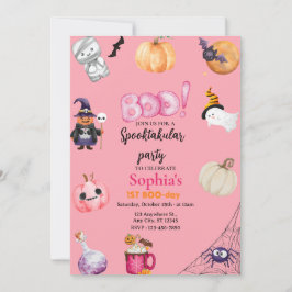 Pink Halloween Spooky One 1st Birthday Party Inbjudningar