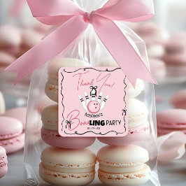 Pink Hand Drawn BOWling Bows Birthday Party Favor Fyrkantigt Klistermärke