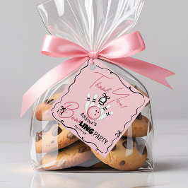 Pink Hand Drawn BOWling Bows Girl Birthday Party Gåvor Etiketter