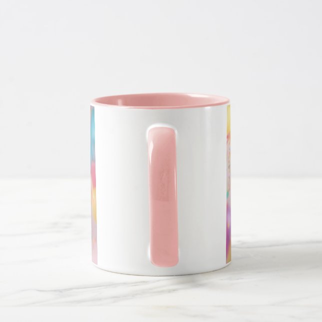 Pink Happy Birthday Cake  Mugg (Handtag)