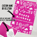 Pink💗  Happy Birthday 🎾Tennis Card Kort<br><div class="desc">Pink and white tennis folded Birthday card with custom text on the front. The text on 3rd page is fully customizable. All you need is to sign at the bottom and unique birthday card is ready to make someone smile. The text on the last page is customizable too, or you...</div>