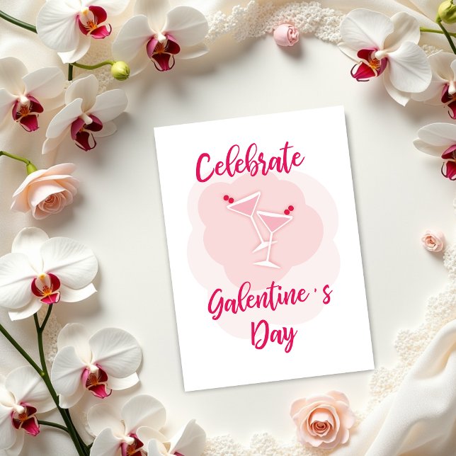 Pink Happy Galentines Day for Best Friend Kort (A nice card for celebrate Galentine´s Day with your best friends )