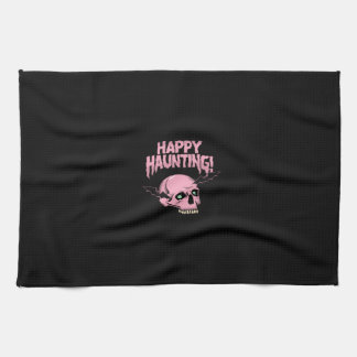 Pink Happy Haunting Skull Kitchen Towel Kökshandduk