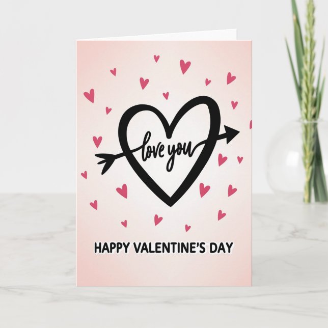 Pink Happy Valentines Day Love Card Kort (Framsida)