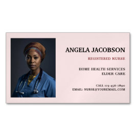 Pink Health Professional Nurse Photo Magnetiska Visitkort