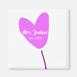 Pink heart balloon Mrs add name est. Add year love Magnet