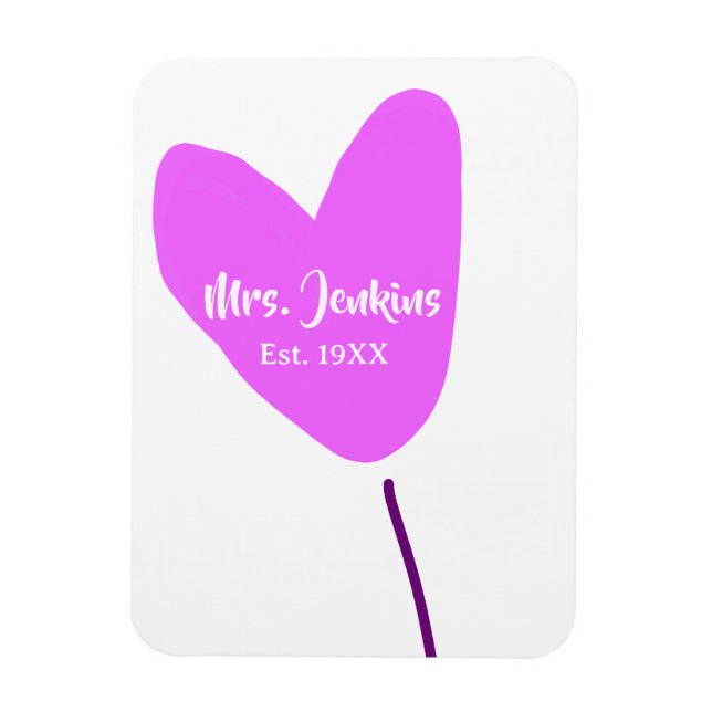 Pink heart balloon Mrs add name est. Add year love Magnet (Vertikal)