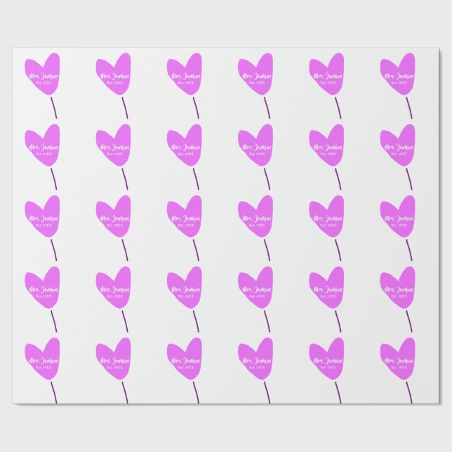 Pink heart balloon Mrs add name est. Add year love Presentpapper (Platt)