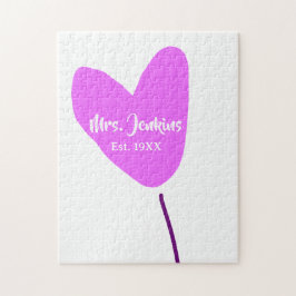 Pink heart balloon Mrs add name est. Add year love Pussel