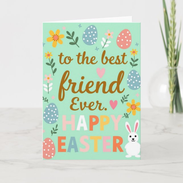 Pink Heart Best Friend Card Kort (Framsida)