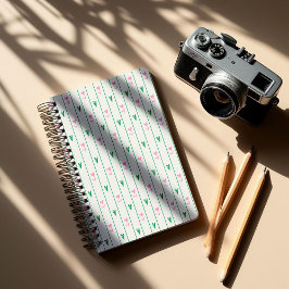 Pink Heart Blooms & Green Heart - Modern Valentine Anteckningsbok