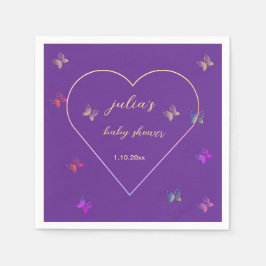Pink Heart Butterfly girl baby shower  Pappersservett