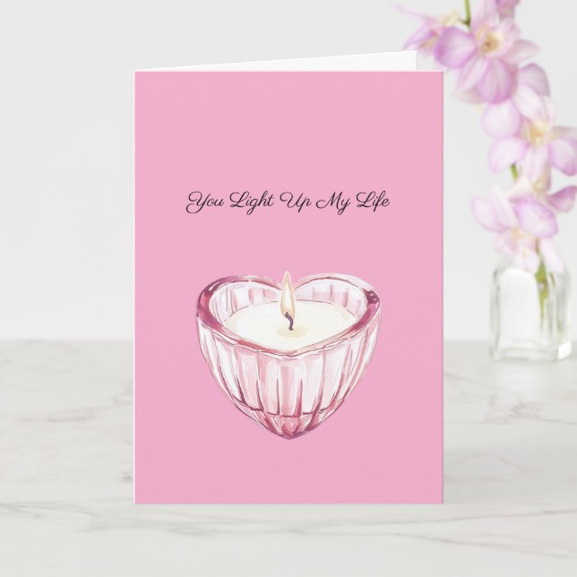 Pink Heart Candle Light up my life Kort (Orkide)
