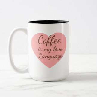 Pink Heart Coffee Love Language Mug Två-Tonad Mugg