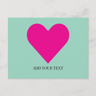 Pink Heart Custom Postcard Helg Vykort