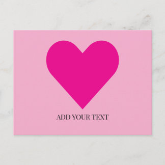 Pink Heart Custom Postcard Helg Vykort