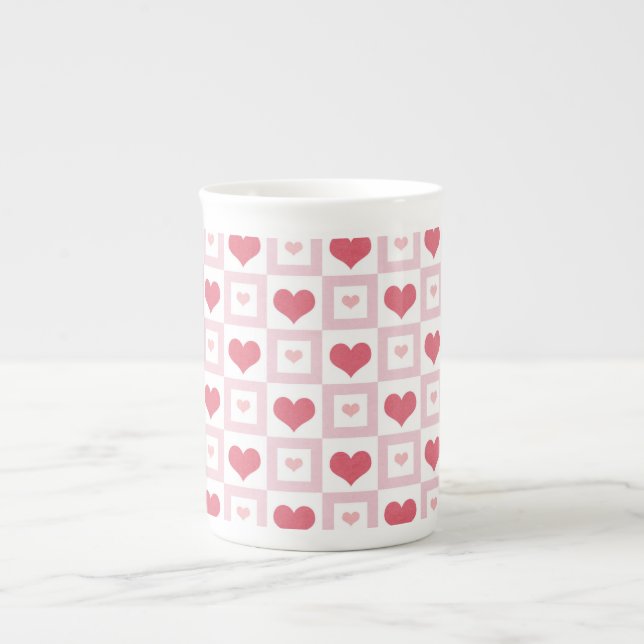 Pink Heart Designs, Boys Girls Kids, Valentine's Benporslin Mugg (Framsidan)