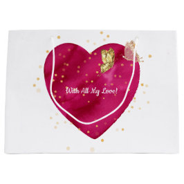 Pink Heart & Gold Butterfly Valentine Wrapping