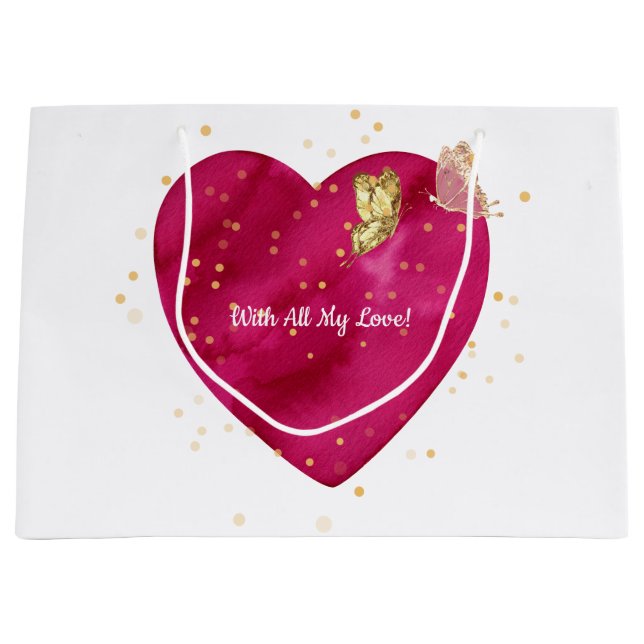 Pink Heart & Gold Butterfly Valentine Wrapping (Framsidan)