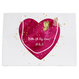 Pink Heart & Gold Butterfly Valentine Wrapping