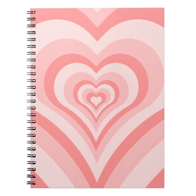 Pink Heart Gradient Pattern – Cute Girly Love Anteckningsbok (Framsidan)