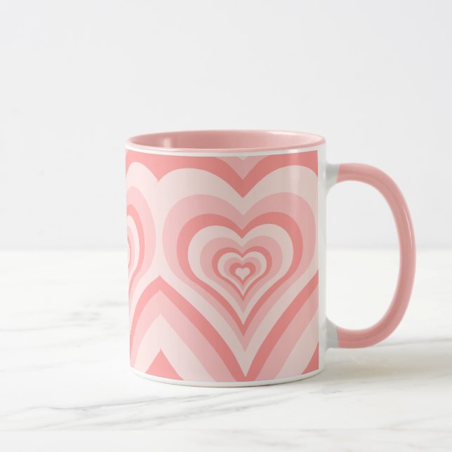 Pink Heart Gradient Pattern – Cute Girly Love Mugg (Höger)