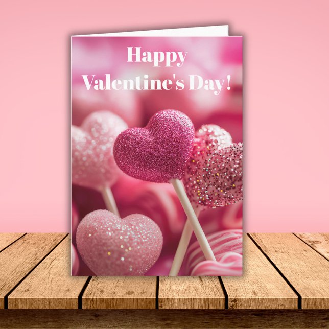 Pink Heart Lollipop Design Valentine`s Day Card  Kort (Skapare uppladdad)